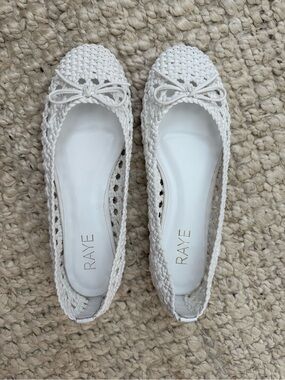 RAYE White Woven Bow Ballet Flats